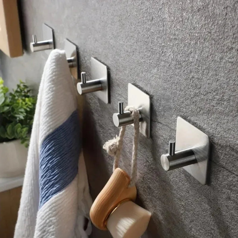 Modern 304 Stainless Steel Wall Hooks | 4-Pack Heavy-Duty Utility Hangers