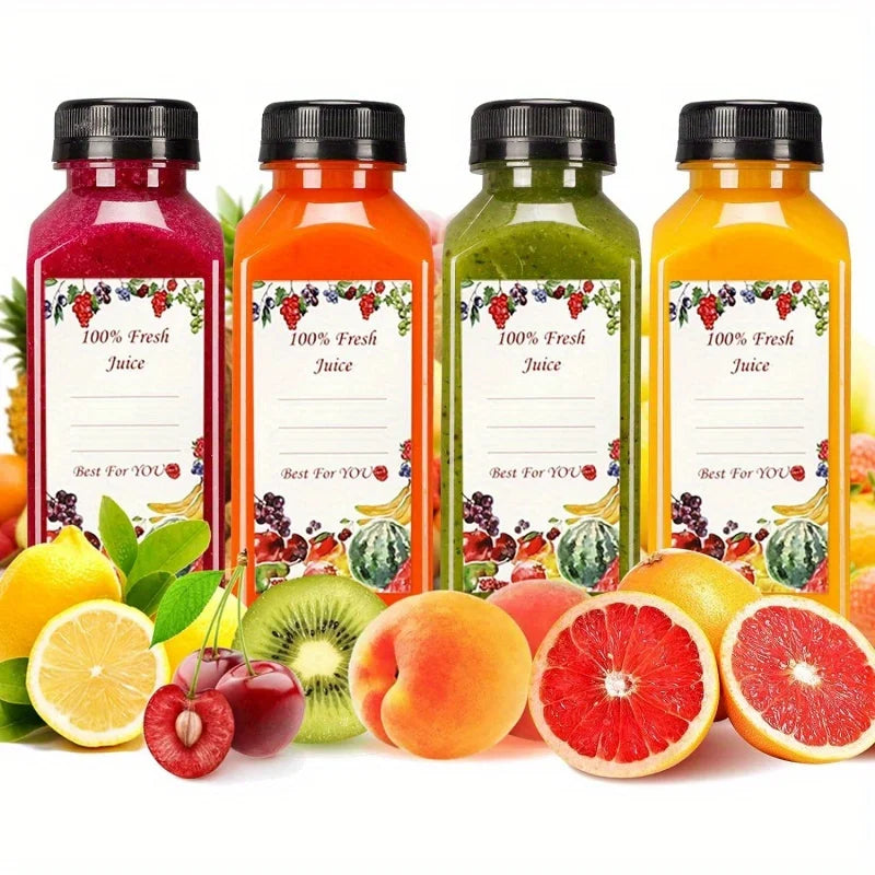 16oz Clear Reusable Beverage Bottles – Leak-Proof & Tamper-Evident Lids for Smoothies, Juices & Meal Prep