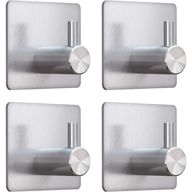 Modern 304 Stainless Steel Wall Hooks | 4-Pack Heavy-Duty Utility Hangers