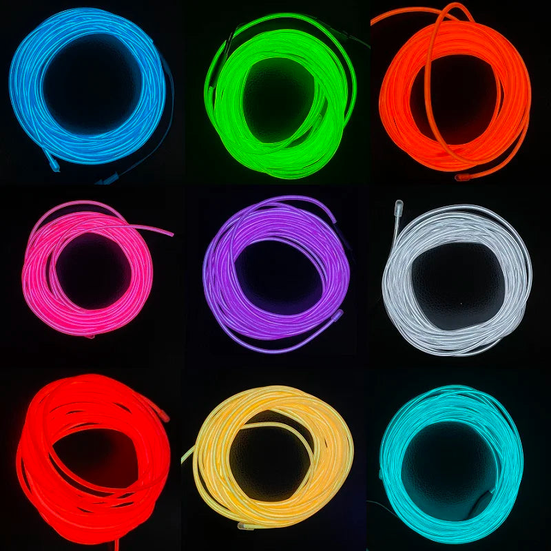 5-in-1 EL Wire Neon Glow Kit | DIY LED Costume & Party Lights | Portable Luminous Wire for Dance & Decor
