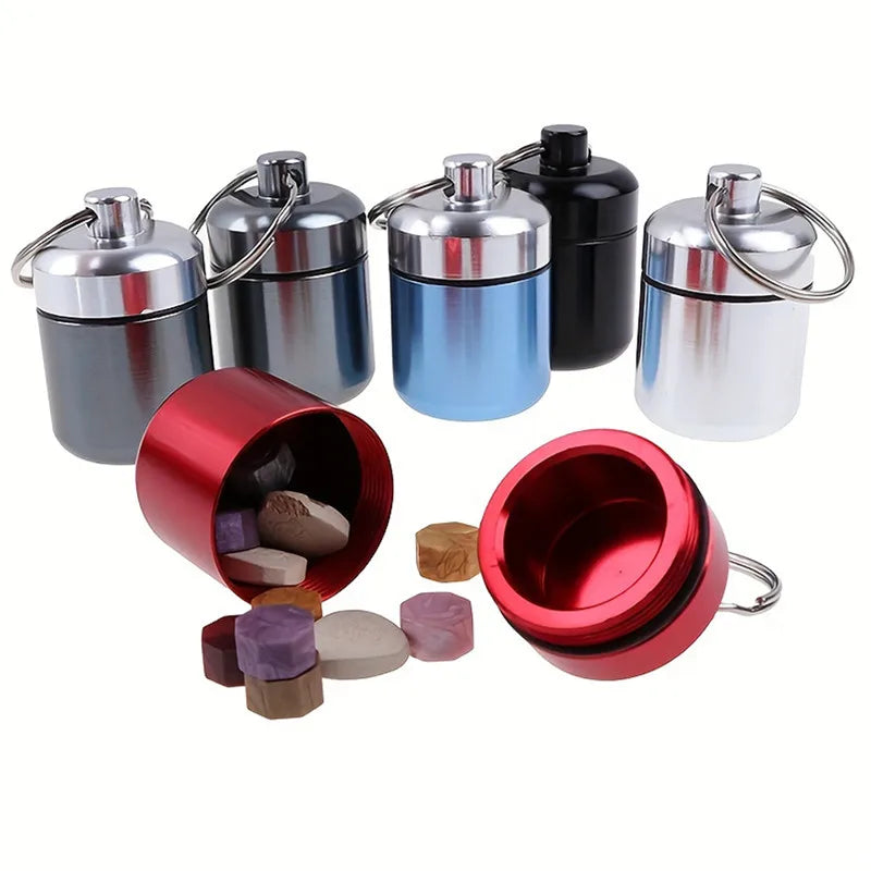 TitanSeal™ Waterproof Aluminum Pill Keychain – Ultra-Lightweight Emergency Storage & Earplug Container