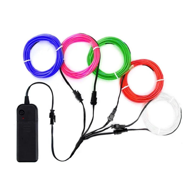 5-in-1 EL Wire Neon Glow Kit | DIY LED Costume & Party Lights | Portable Luminous Wire for Dance & Decor