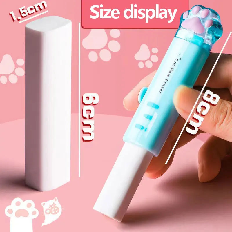 Kawaii Cat Paw Retractable Eraser – Cute Push-Pull Rubber for School, Drawing & Office