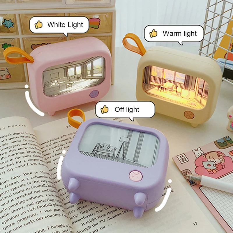 Retro TV LED Night Light – Cute Mini Desk Lamp for Kids Bedroom & Home Decor