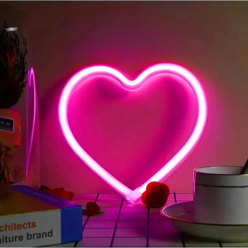 Aesthetic Butterfly & Heart LED Neon Sign | Dimmable Wall Decor for Bedroom, Parties & Gifts