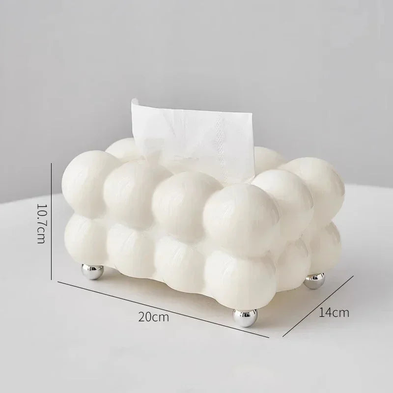 Serene Cloud Decorative Tissue Box Cover – Modern Minimalist Desktop Organizer
