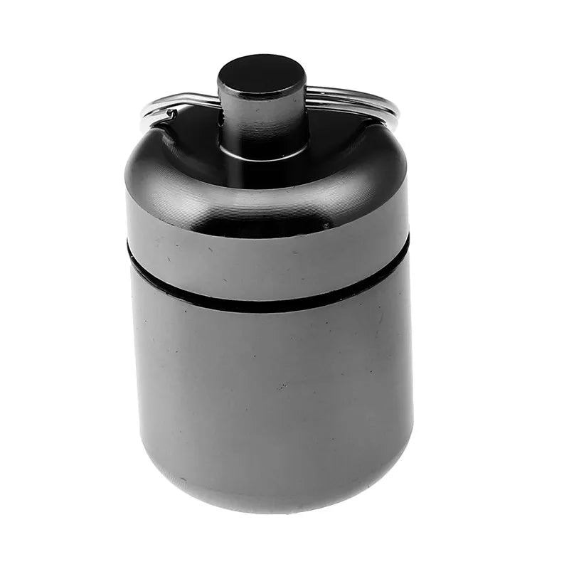 TitanSeal™ Waterproof Aluminum Pill Keychain – Ultra-Lightweight Emergency Storage & Earplug Container