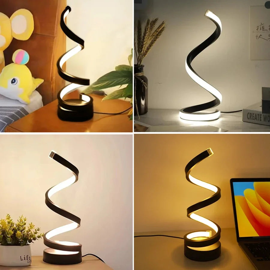 Modern Helix LED Spiral Table Lamp – Minimalist Dimmable Ambient Light for Bedroom, Office & Living Room