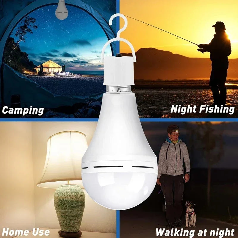 Smart Emergency LED Light Bulb – Rechargeable Backup Lamp with Hook for Power Outages, Camping & Home Safety