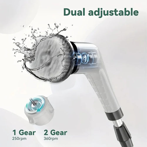 9-in-1 Electric Spin Cleaning Brush – Cordless Shower Scrubber with 9 Replaceable Heads & Adjustable Handle