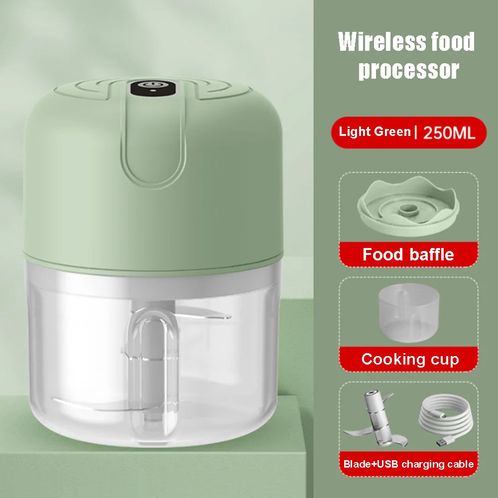 1 electric meat grinder, garlic puree machine, mini 250ML ginger chili chopper, onion grinder, kitchen food mixer