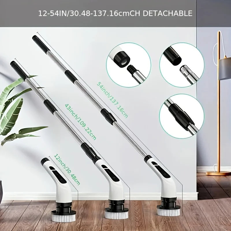 9-in-1 Electric Spin Cleaning Brush – Cordless Shower Scrubber with 9 Replaceable Heads & Adjustable Handle