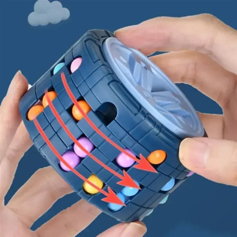 3D Cylinder Bean Puzzle & Fidget Spinner – Rotating Slide Logic Game for Stress Relief & Focus