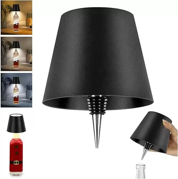 AuraFit Wireless Bottle Topper Lamp – Touch-Controlled LED Table Light with 3 Color Modes & Rechargeable Battery