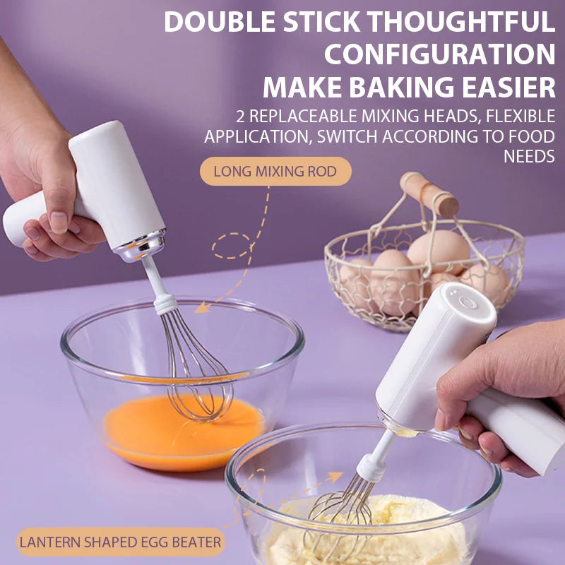 SwiftWhisk™ Cordless Electric Hand Mixer – Rechargeable 3-Speed Egg Beater & Cream Blender for Baking