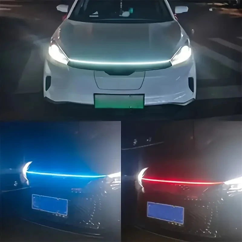 LED Car Hood Light Strip – Dynamic Start-Up Daytime Running Light (48" / 60" / 72") Waterproof DRL Accent