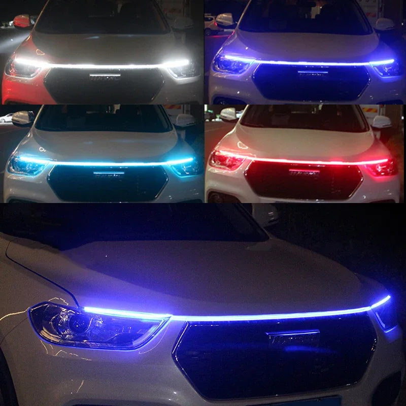 LED Car Hood Light Strip – Dynamic Start-Up Daytime Running Light (48" / 60" / 72") Waterproof DRL Accent