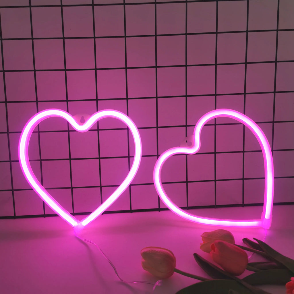 Aesthetic Butterfly & Heart LED Neon Sign | Dimmable Wall Decor for Bedroom, Parties & Gifts