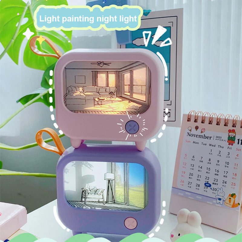 Retro TV LED Night Light – Cute Mini Desk Lamp for Kids Bedroom & Home Decor