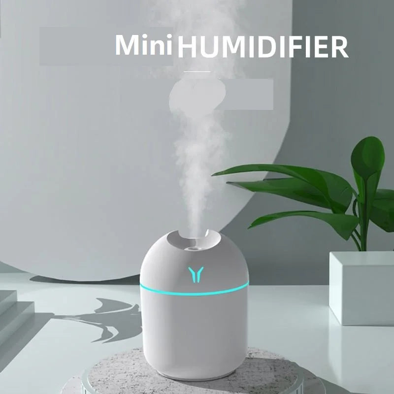 ZenMist 250ML Mini USB Air Humidifier – Ultrasonic Aroma Diffuser with LED Ambiance Light for Home & Car